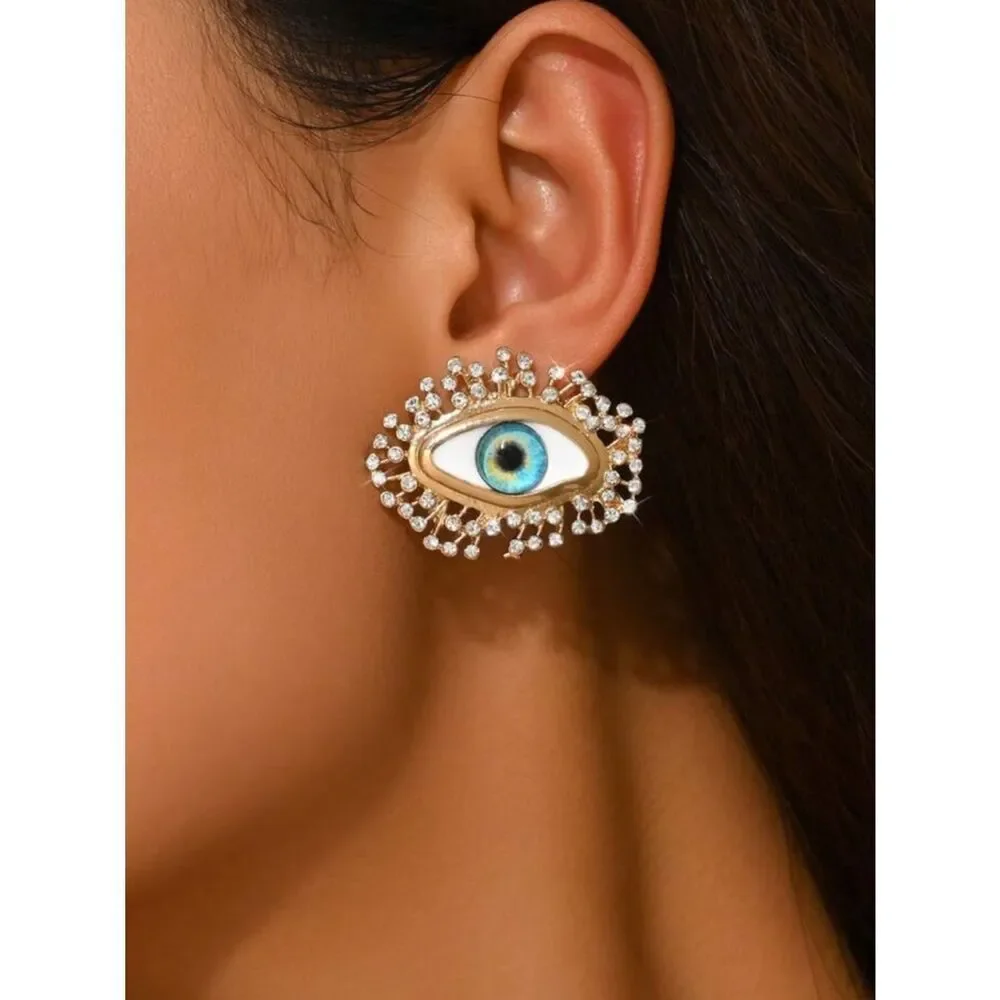 Gold Evil Eye Statement Earring A1756